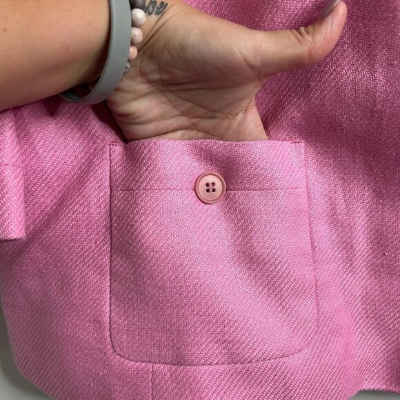 Talbots Jacket Blazer Jacket Womens 22W Pink Linen Button Front‎ 3/4 Sleeve - Picture 4 of 9